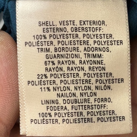 Anthropologie Floreat Avian Myth Shift Dress Teal Gold Embroidered Aztec Size 0 - Picture 7 of 8